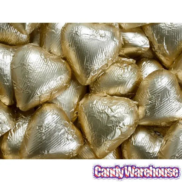 Foiled Milk Chocolate Hearts - Gold: 2LB Bag