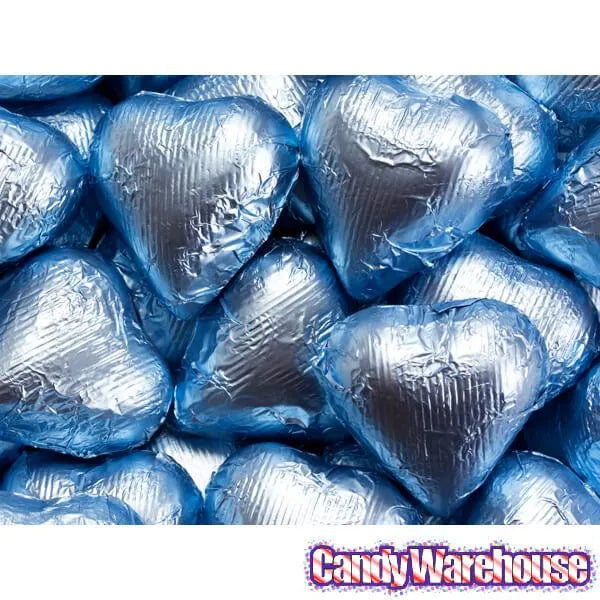 Foiled Milk Chocolate Hearts - Light Blue: 2LB Bag