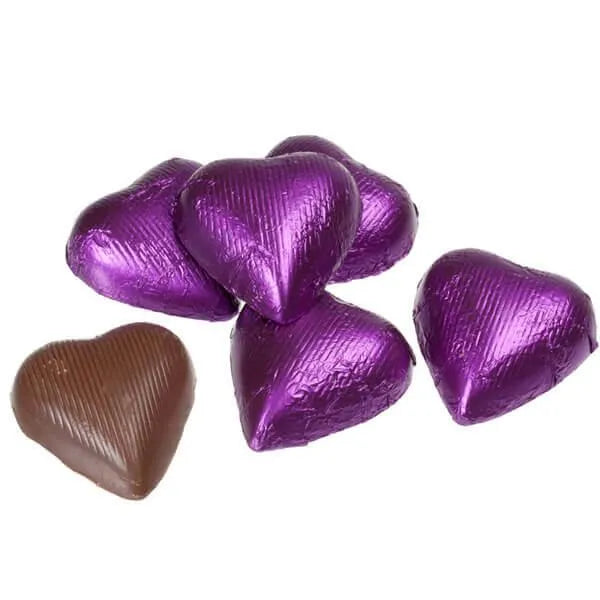 Foiled Milk Chocolate Hearts - Purple: 2LB Bag