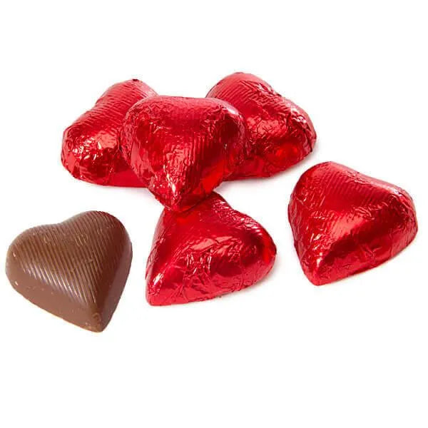 Foiled Milk Chocolate Hearts - Red: 2LB Bag