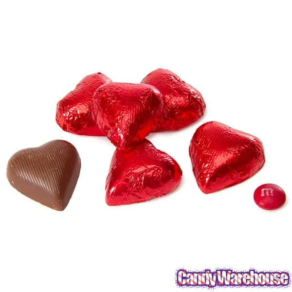 Foiled Milk Chocolate Hearts - Red: 2LB Bag