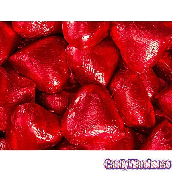 Foiled Milk Chocolate Hearts - Red: 2LB Bag