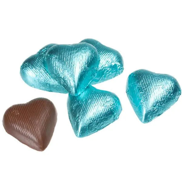 Foiled Milk Chocolate Hearts - Tiffany Blue: 2LB Bag