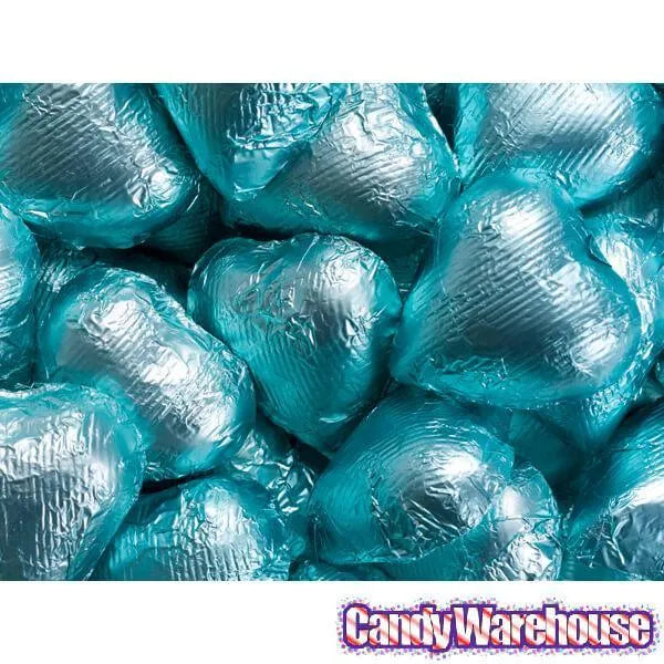 Foiled Milk Chocolate Hearts - Tiffany Blue: 2LB Bag