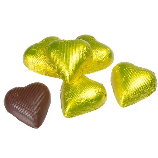 Foiled Milk Chocolate Hearts - Yellow: 2LB Bag