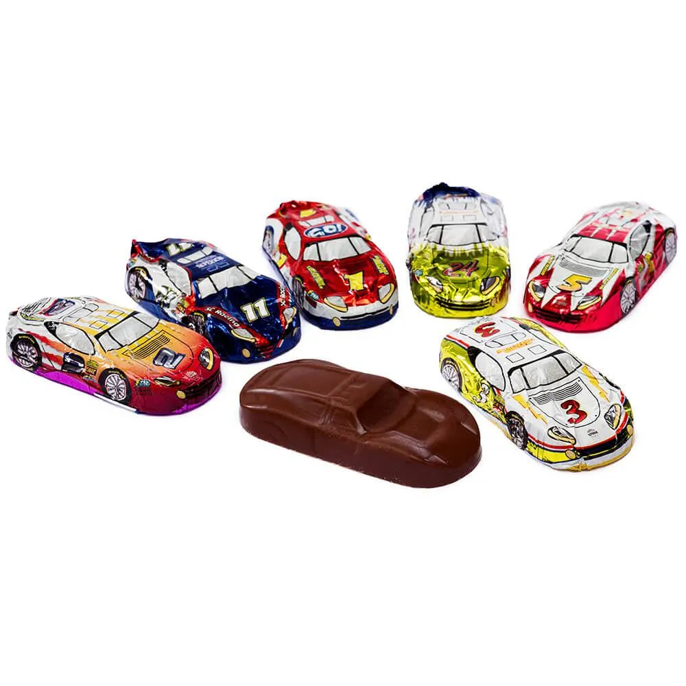 Foiled Milk Chocolate Race Cars: 36-Piece Display