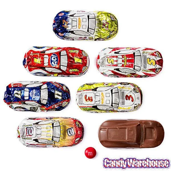 Foiled Milk Chocolate Race Cars: 36-Piece Display