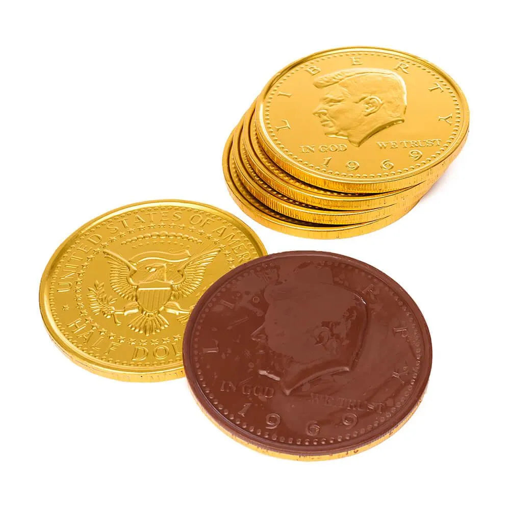 Fort Knox Gold Foiled Milk Chocolate 5-Inch Medallions: 12-Piece Box