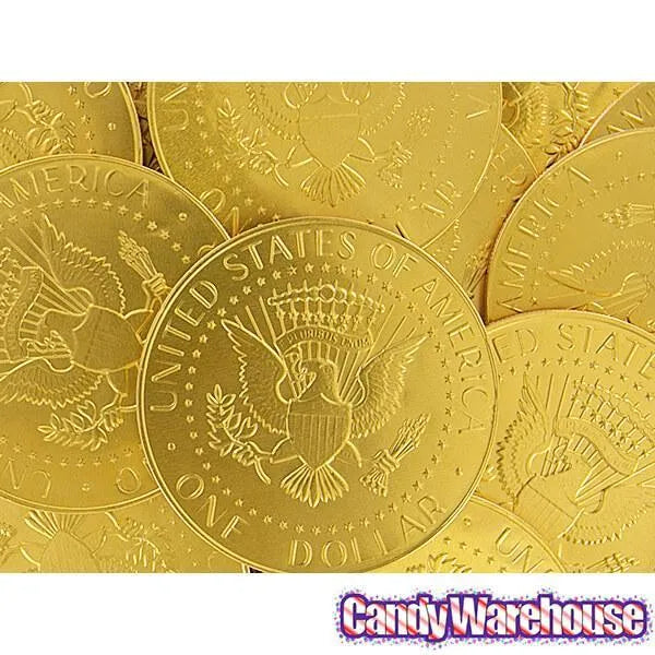 Fort Knox Gold Foiled Milk Chocolate US Dollar Medallions: 30-Piece Box