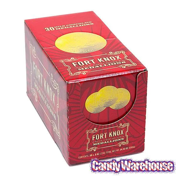 Fort Knox Gold Foiled Milk Chocolate US Dollar Medallions: 30-Piece Box