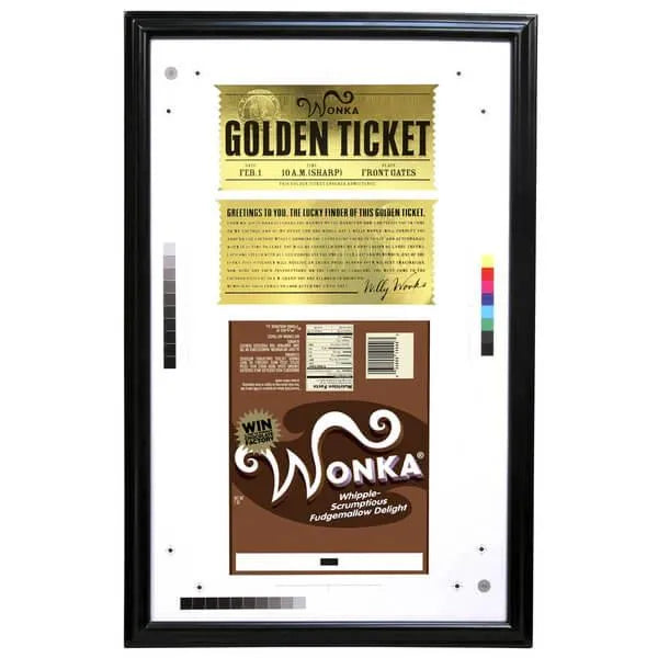 Framed Willy Wonka Golden Ticket Print