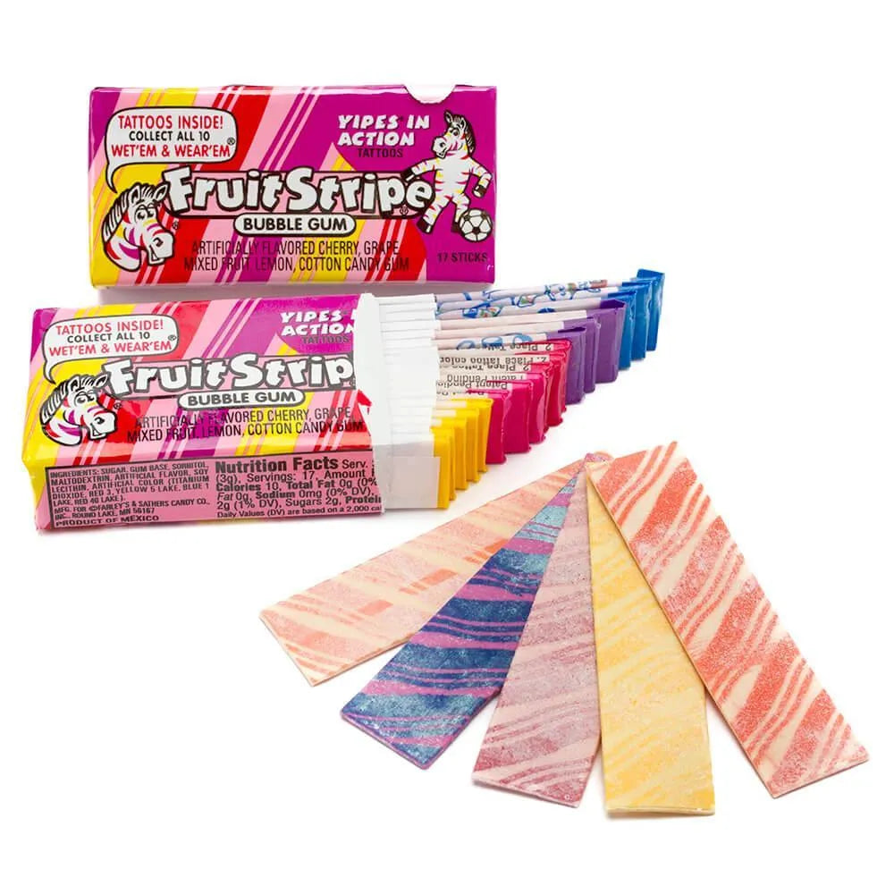 Fruit Stripe Bubble Gum Packs - Bubblegum: 12-Piece Box