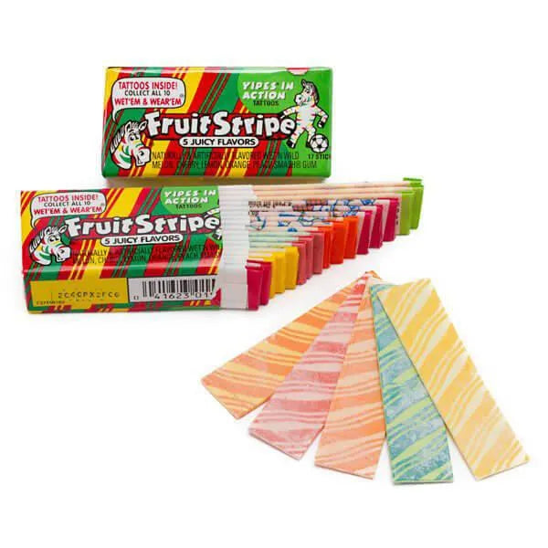 Fruit Stripe Bubble Gum Packs - Juicy: 12-Piece Box