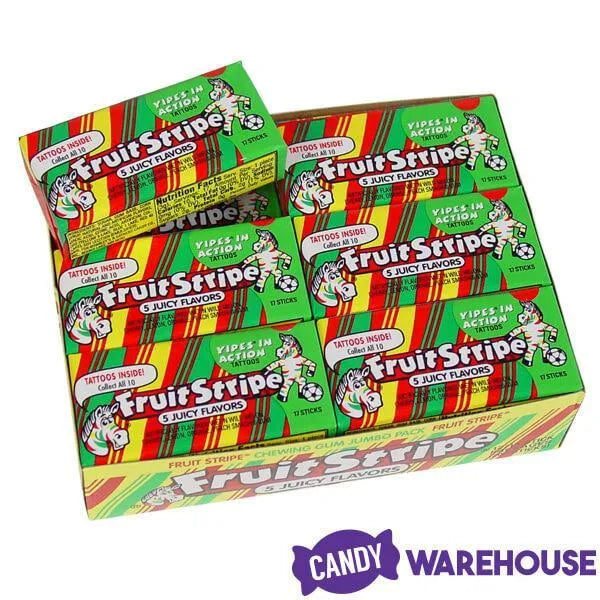 Fruit Stripe Bubble Gum Packs - Juicy: 12-Piece Box