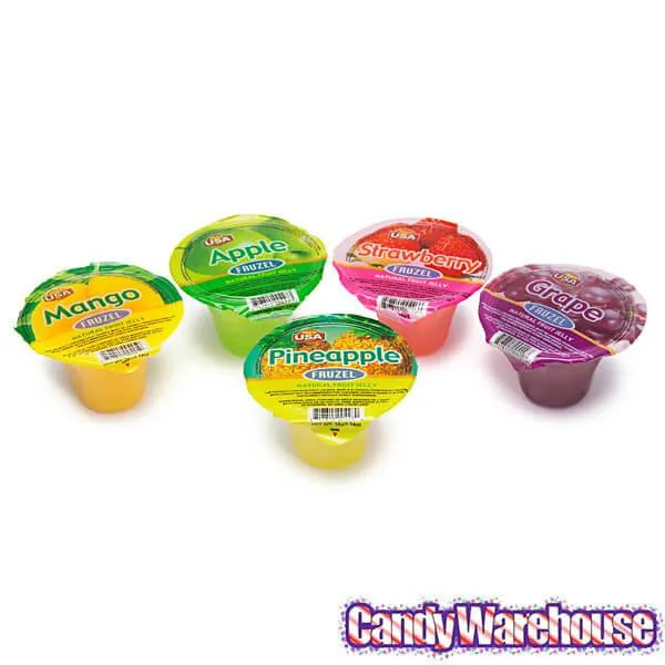 Fruzel Assorted Natural Fruit Jelly Candy Cups: 36-Piece Jar