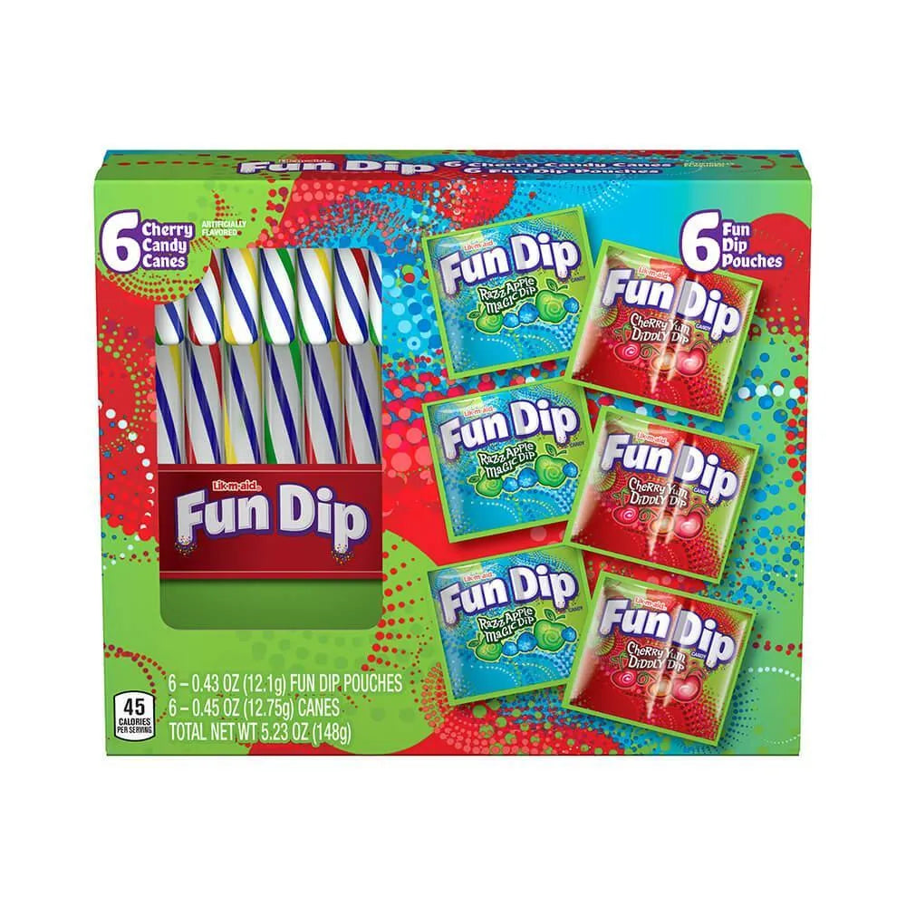 Fun Dip and Rainbow Cherry Candy Canes: 6-Piece Box