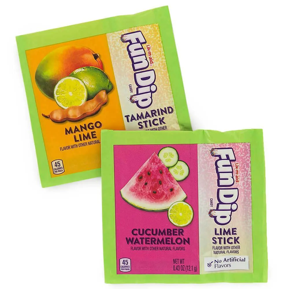 Fun Dip Candy Packs - Mango Lime & Cucumber Watermelon: 12-Piece Box