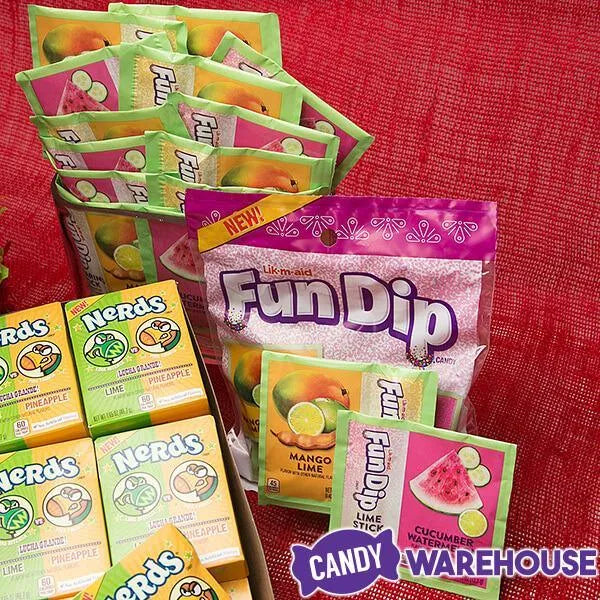 Fun Dip Candy Packs - Mango Lime & Cucumber Watermelon: 12-Piece Box