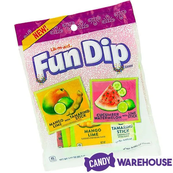 Fun Dip Candy Packs - Mango Lime & Cucumber Watermelon: 12-Piece Box