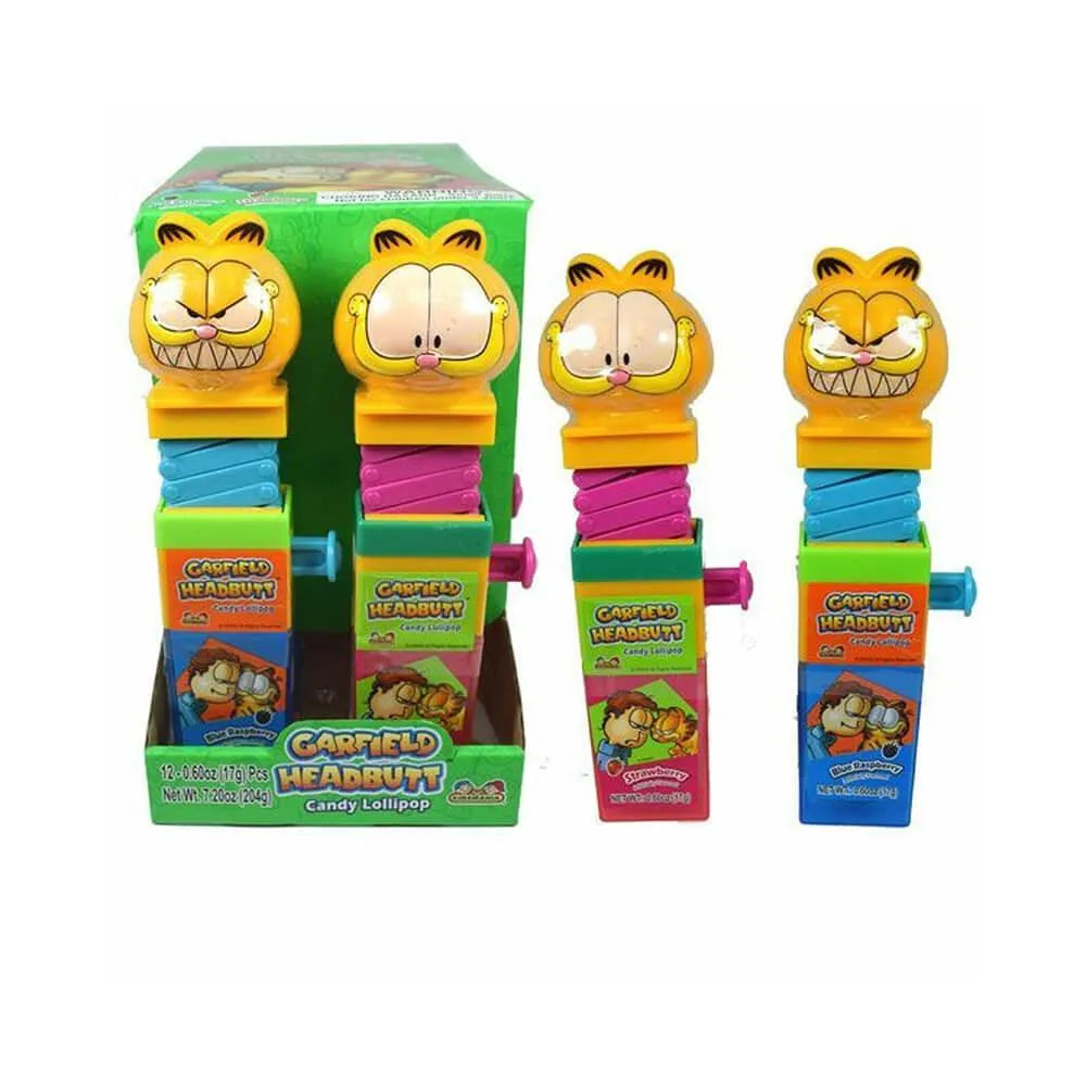 Garfield Headbutt Candy Lollipop Toy: 12-Piece Box