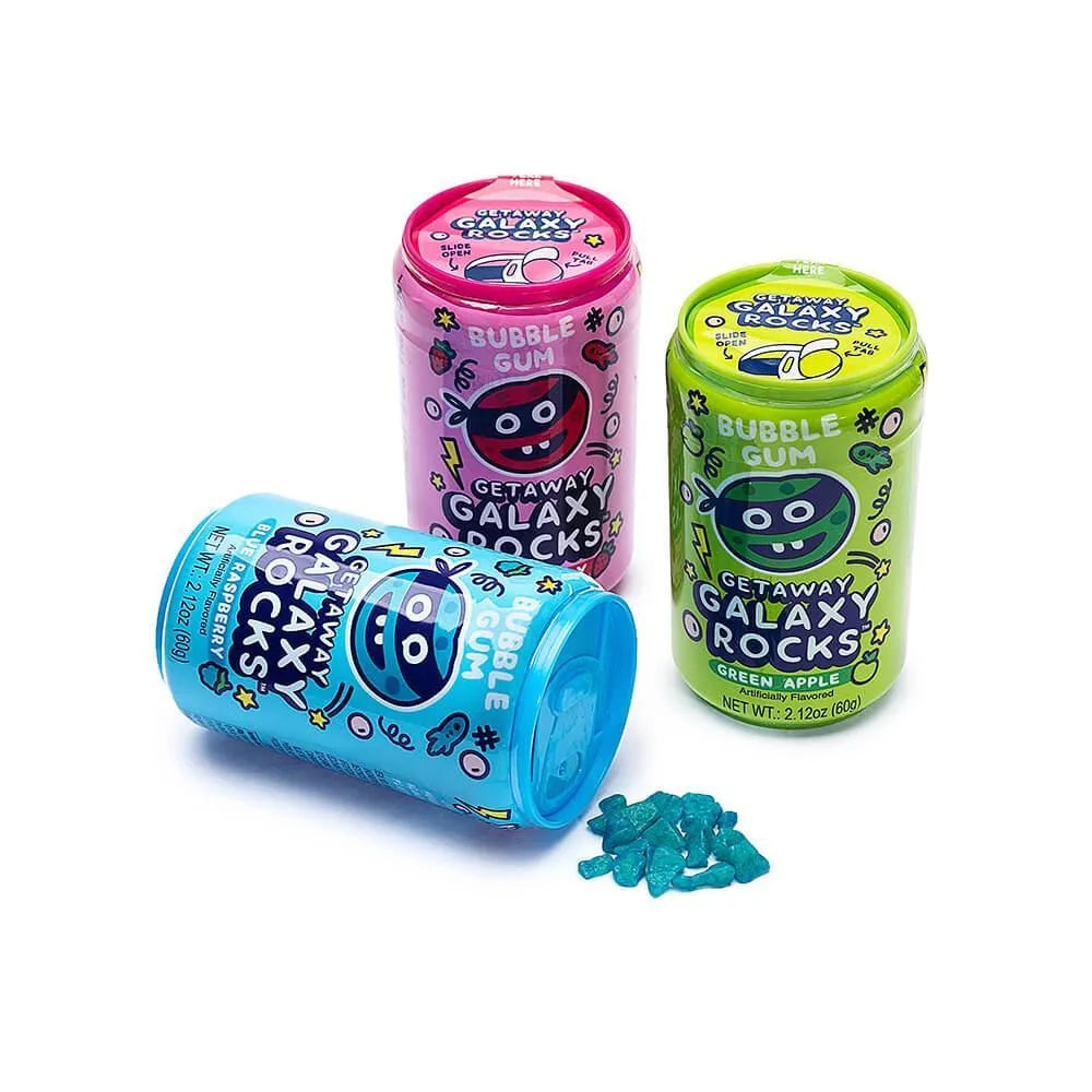 Getaway Galaxy Rocks Bubble Gum Cans: 12-Piece Box