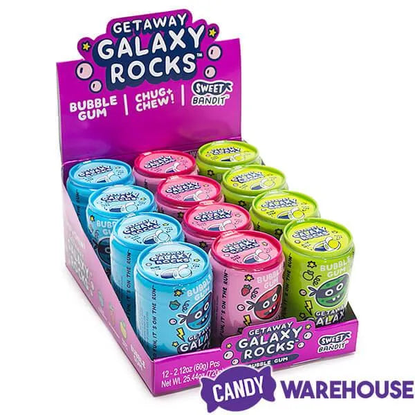 Getaway Galaxy Rocks Bubble Gum Cans: 12-Piece Box