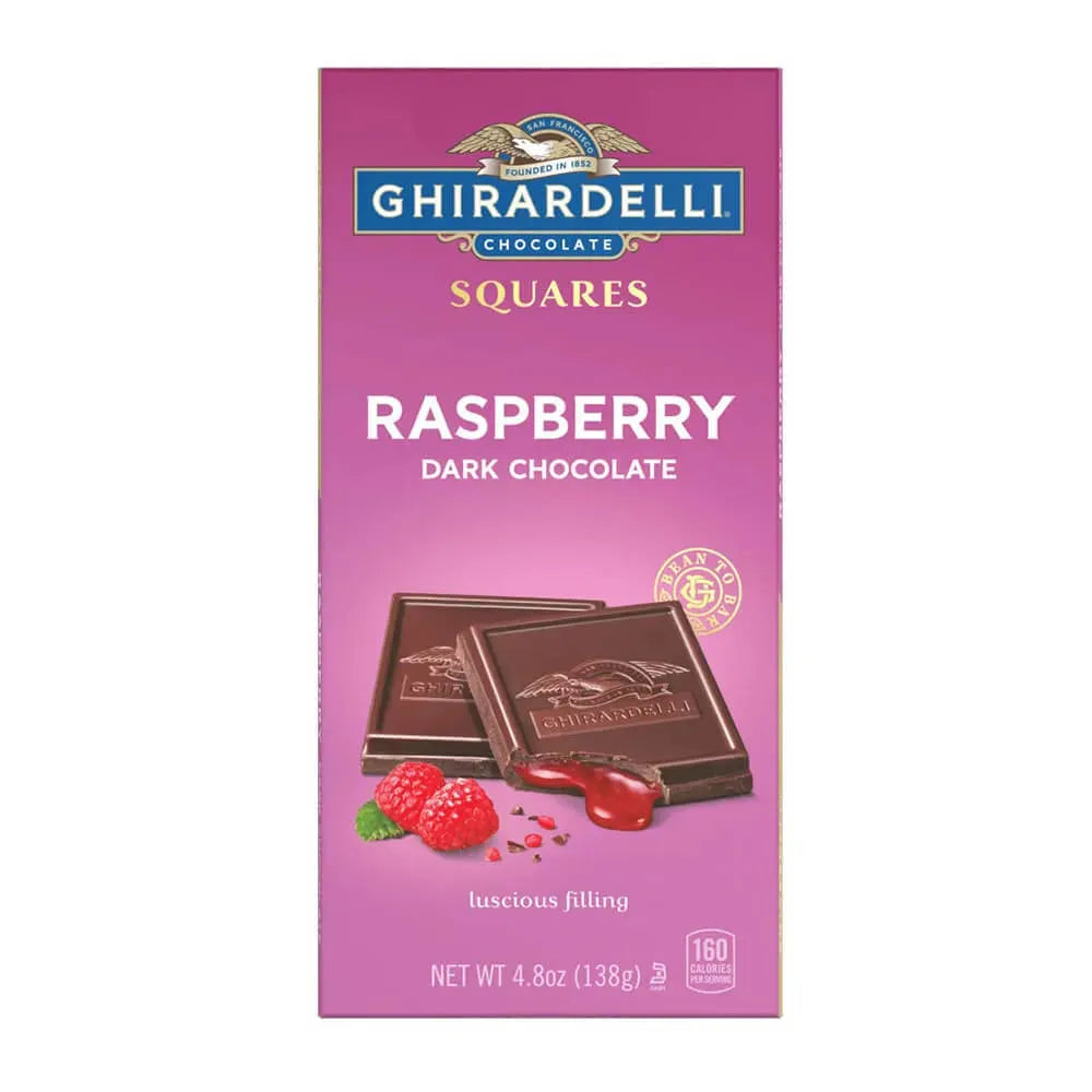 Ghirardelli 4.8-Ounce Dark Chocolate with Raspberry Filling Candy Bars: 10-Piece Caddy