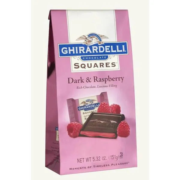 Ghirardelli Dark Chocolate Squares with Raspberry Filling 5-Ounce Bags: 6-Piece Box