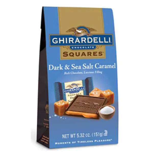 Ghirardelli Dark Chocolate Squares with Sea Salt Caramel Filling 5-Ounce Bags: 6-Piece Box