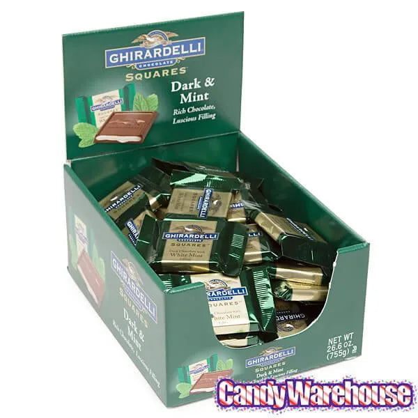 Ghirardelli Dark Chocolate with Mint Filling Squares: 50-Piece Box