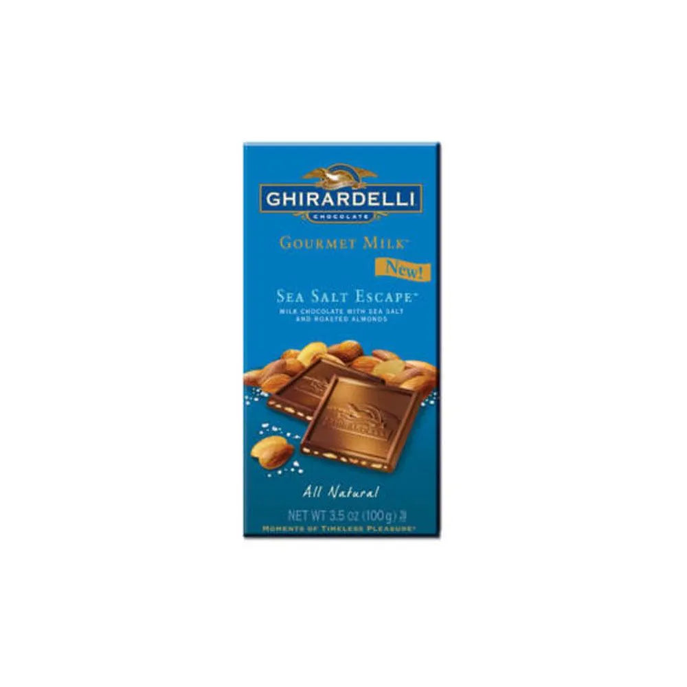 Ghirardelli Gourmet Milk Chocolate 3.5-Ounce Bars - Sea Salt Escape: 12-Piece Caddy