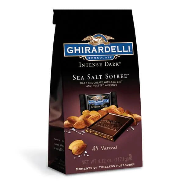 Ghirardelli Intense Dark Chocolate Sea Salt Soiree Squares 4-Ounce Bags: 6-Piece Box