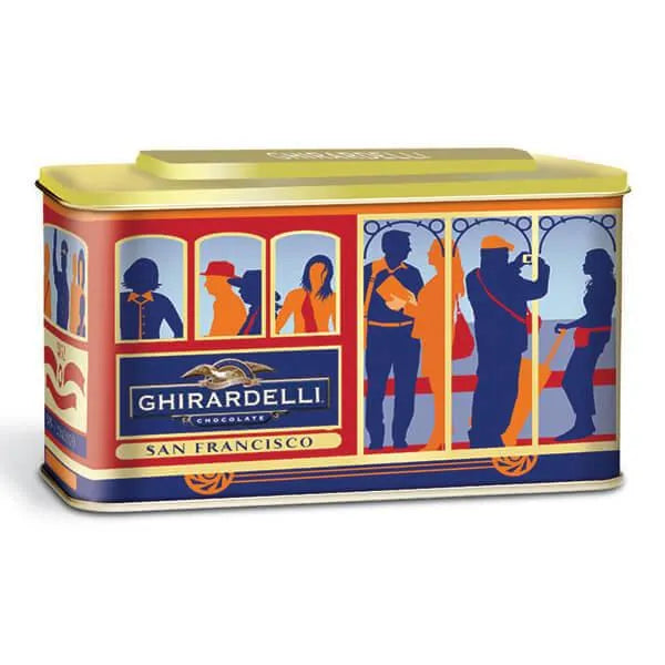 Ghirardelli Milk Chocolate Squares 18-Piece Cable Car Tins: 6-Piece Case