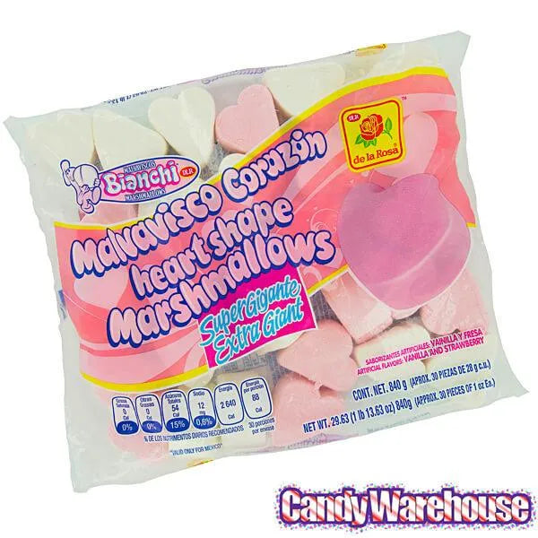 Giant Pink & White Marshmallow Hearts: 30-Piece Bag