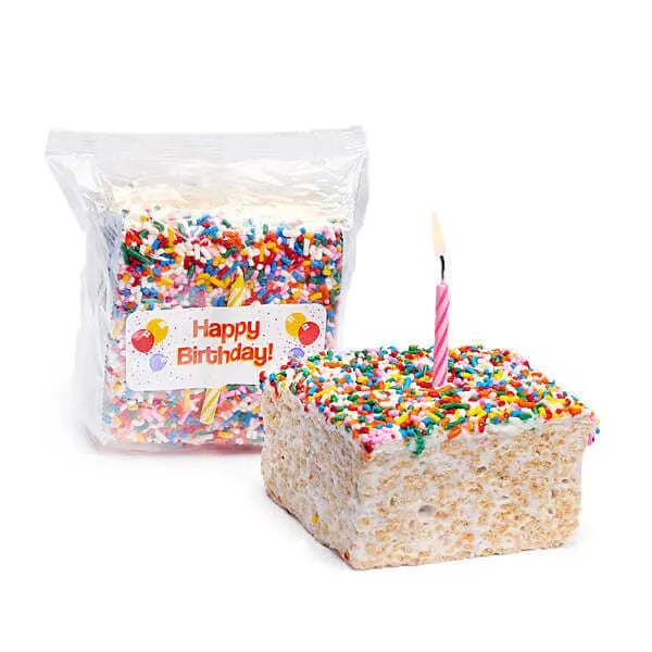 Giant Rice Crispy Treats - Happy Birthday Rainbow Sprinkles: 6-Piece Box