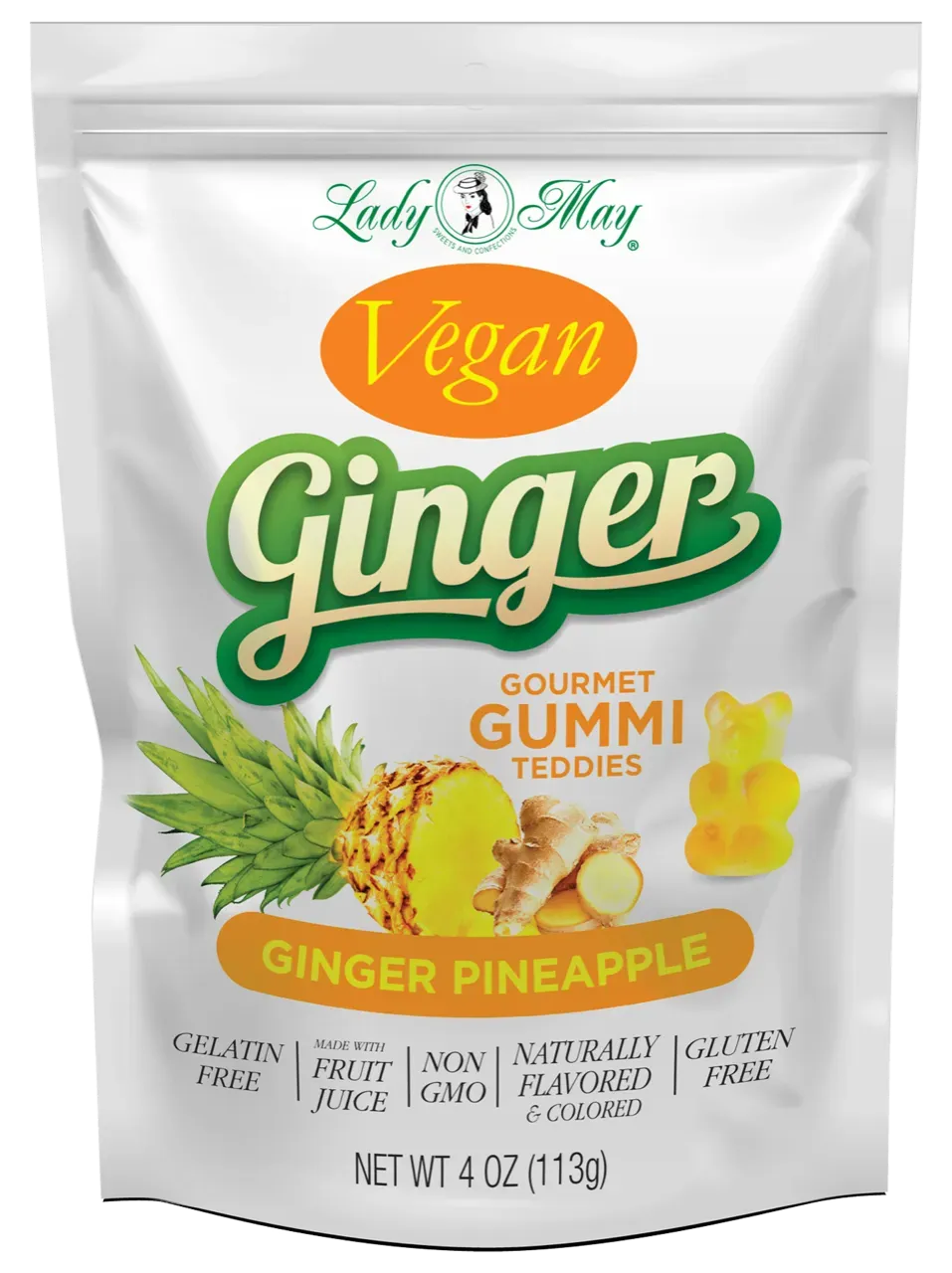 Lady May Sweets Vegan Ginger-Pineapple Gummi Teddies