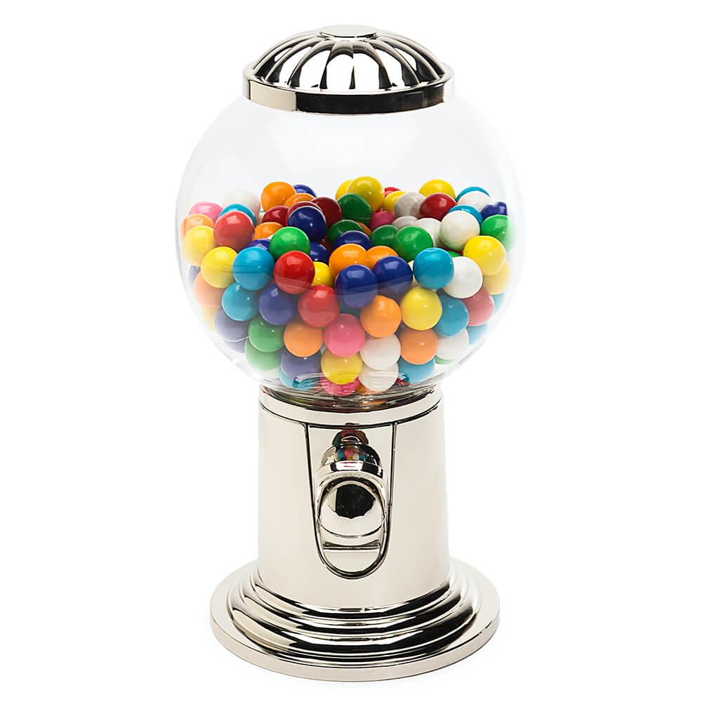 Glass Globe Gumball Machine and Candy Dispenser with Silver Top