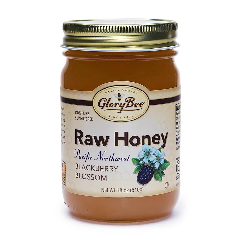 GloryBee Pacific Northwest Blackberry Blossom Raw Honey: 18-Ounce Jar