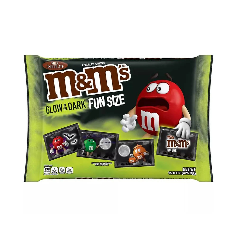 Glow in the Dark Halloween M&M's Candy Fun Size Packs: 15-Ounce Bag