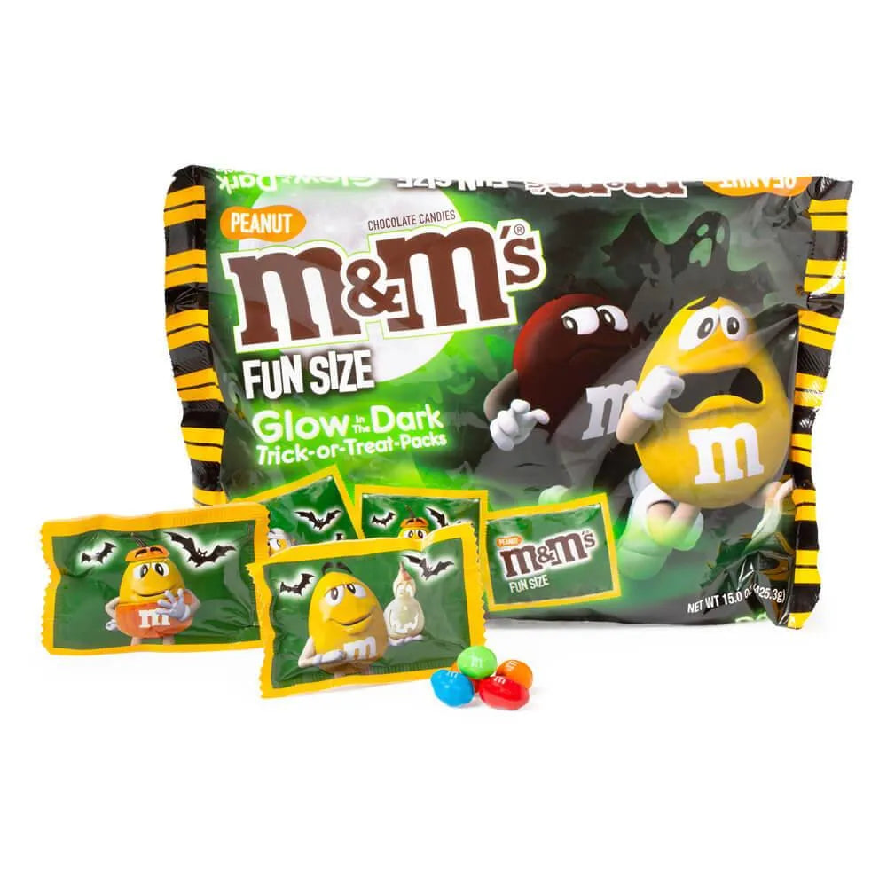 Glow in the Dark Halloween Peanut M&M's Candy Fun Size Packs: 15-Ounce Bag