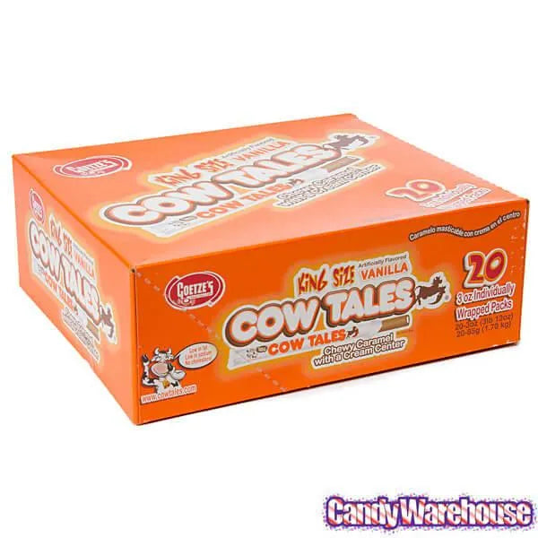 Goetze's Cow Tales Caramel & Cream Sticks King Size Packs: 20-Piece Box