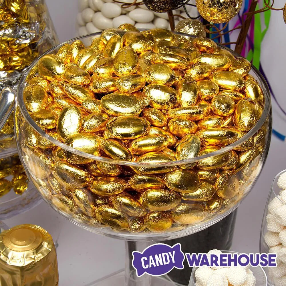 Gold Foil Wrapped Jordan Almonds Candy: 1LB Bag