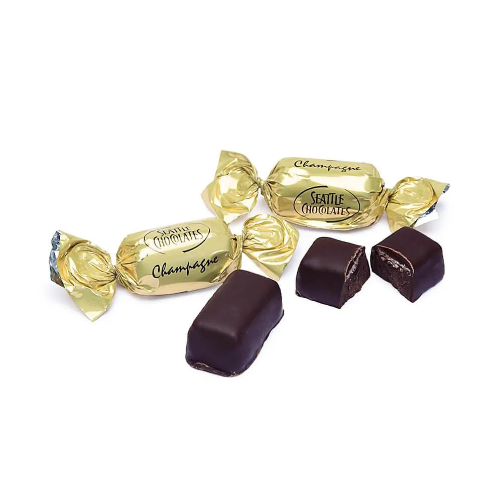 Gold Wrapped Champagne Dark Chocolate Truffles: 2LB Box