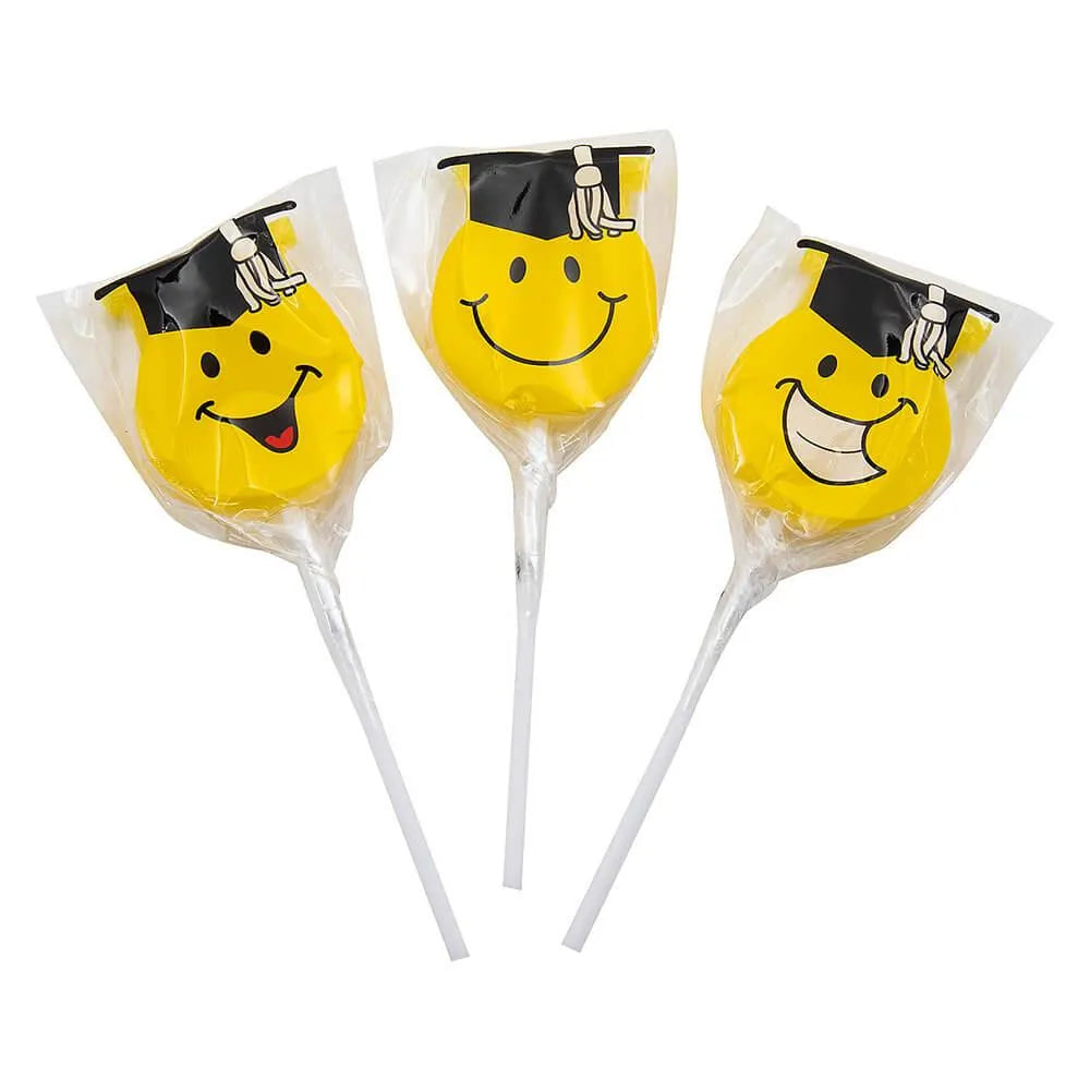 Graduation Smile Face Lollipops: 12-Piece Box