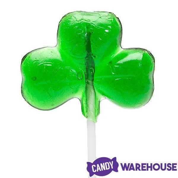 Green Shamrock Hard Candy Lollipops: 12-Piece Box