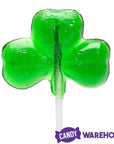 Green Shamrock Hard Candy Lollipops: 12-Piece Box