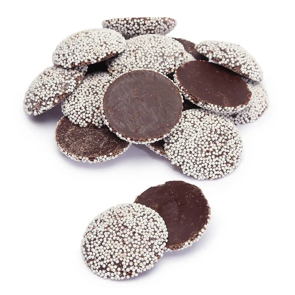 Guittard Semisweet Chocolate Wafers with White Nonpareils: 20LB Bag