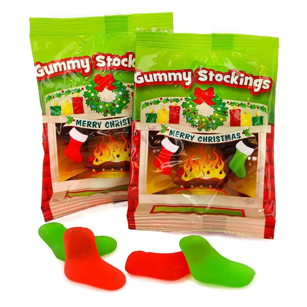 Gummy Christmas Stockings Candy Packs: 18-Piece Bag