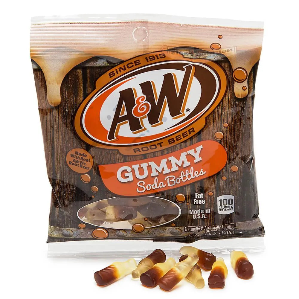 Gummy Soda Bottles Candy Bags - A&W Root Beer: 6-Piece Display