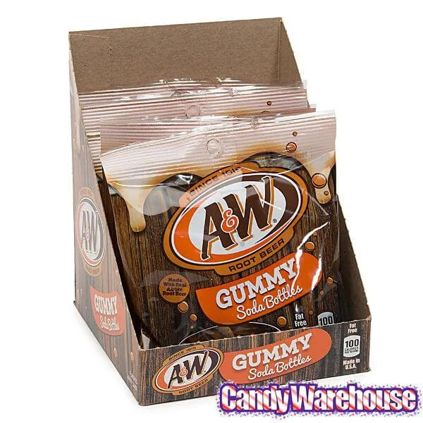 Gummy Soda Bottles Candy Bags - A&W Root Beer: 6-Piece Display